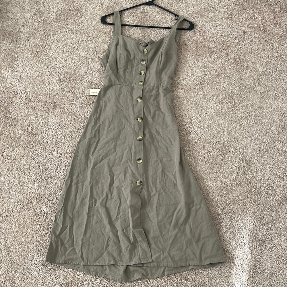 Japna green button up jumper dress